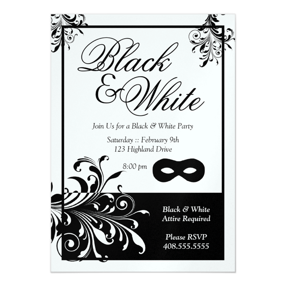 Black And White Party Invitation Template