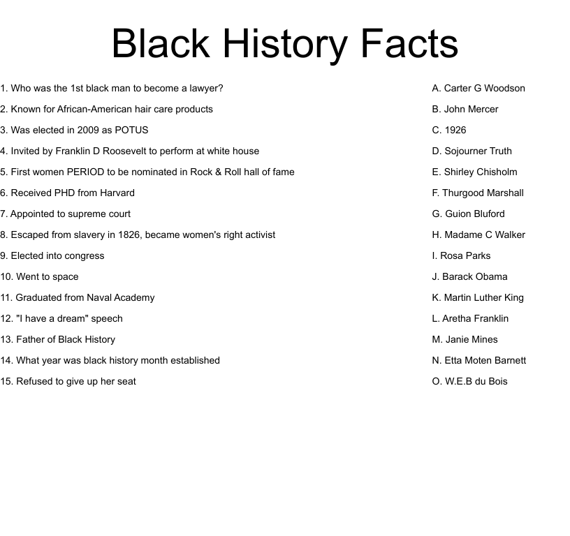 black history worksheets