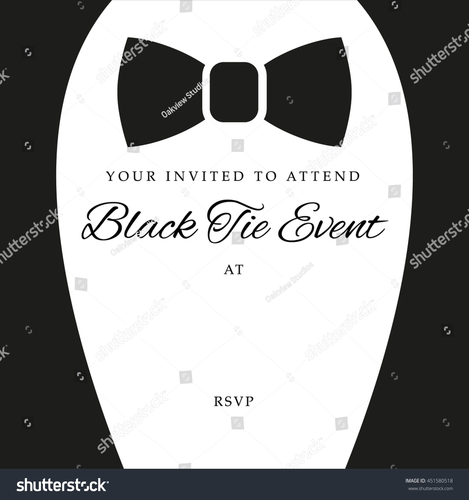 Black Tie Event Invite Template Vector 451580518 Shutterstock