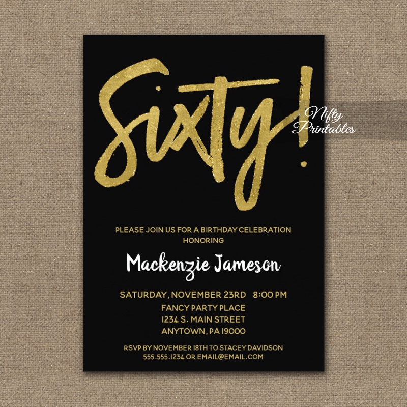 60th birthday invitation templates blank