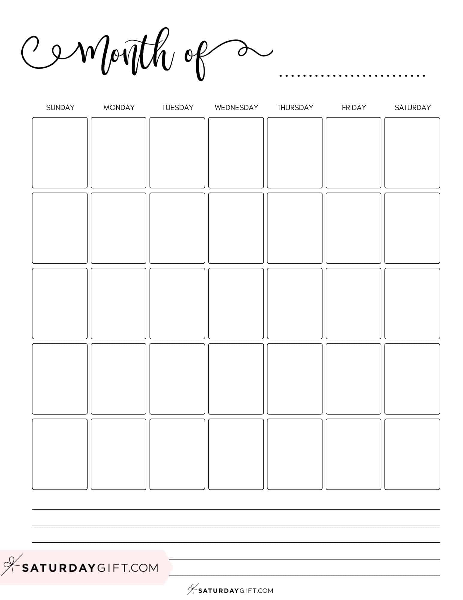 blank calendar template printable free