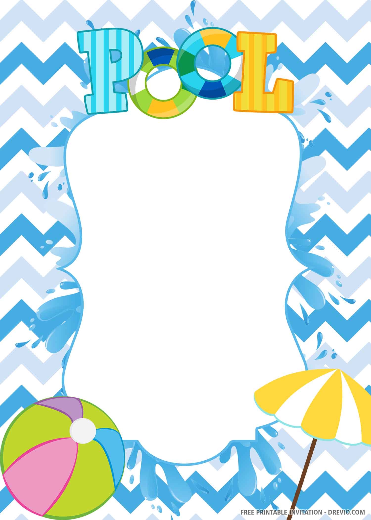pool party invitations templates free printable