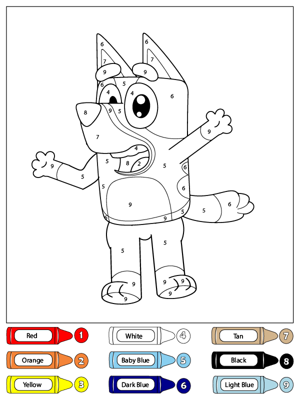 Bluey Waving Color By Number