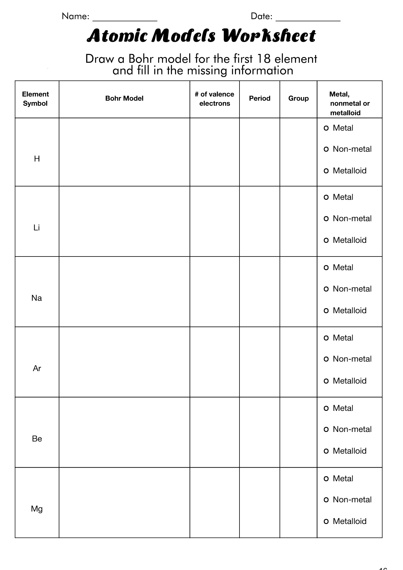 Bohr Atomic Model Worksheet Answer Key Parleyinspire