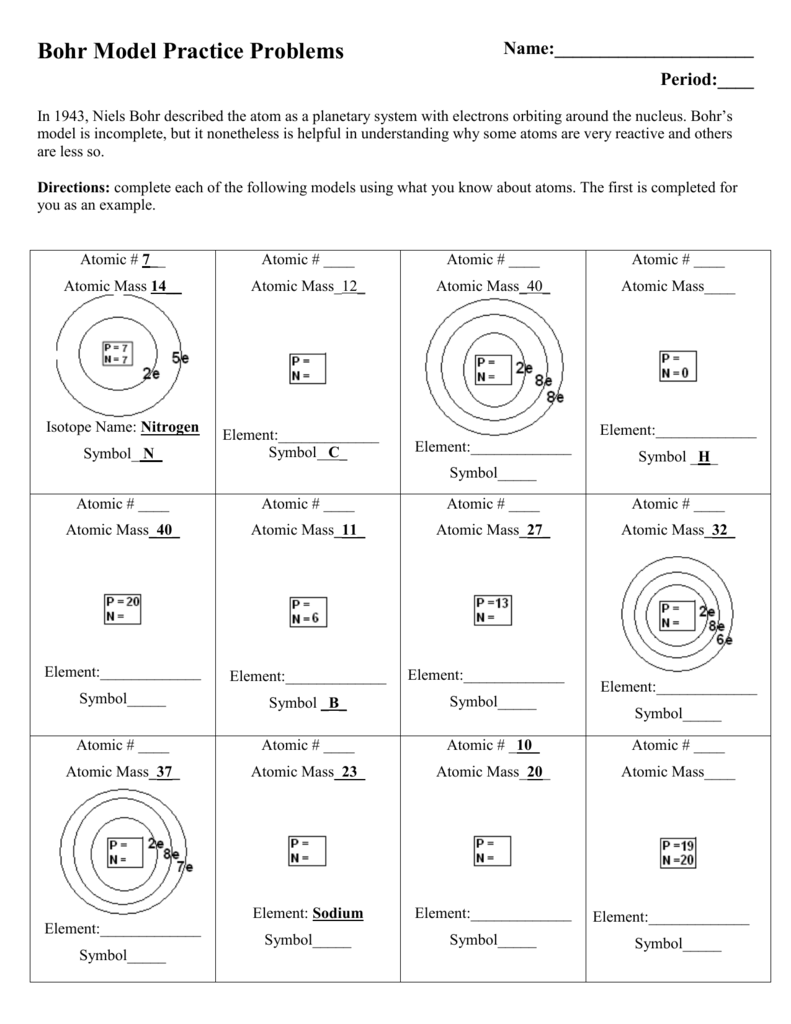 Bohr Model Worksheet Answer Key Printable Word Searches