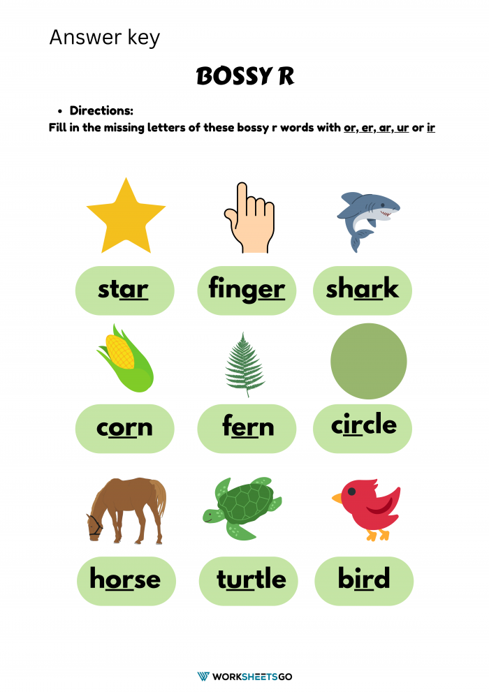 Bossy R Worksheets WorksheetsGO