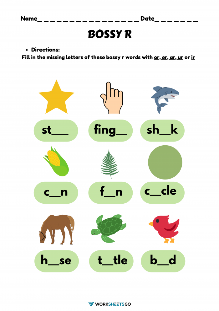 Bossy R Worksheets WorksheetsGO