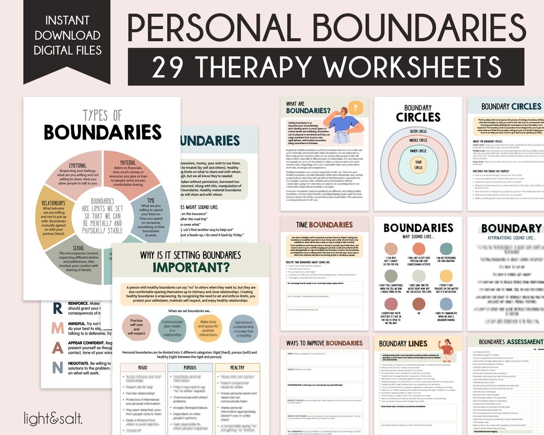 Boundaries Workbook Personal Boundaries Worksheets Setting Healthy 