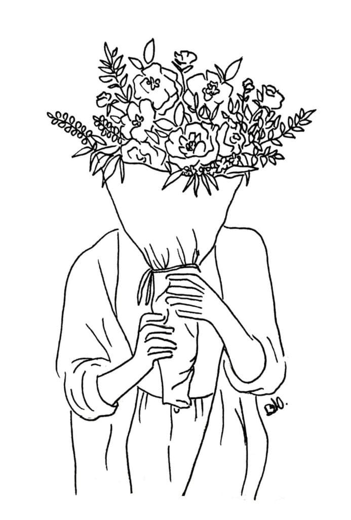 Bouquet Of Flowers Aesthetic Coloring Page Free Printable Coloring 