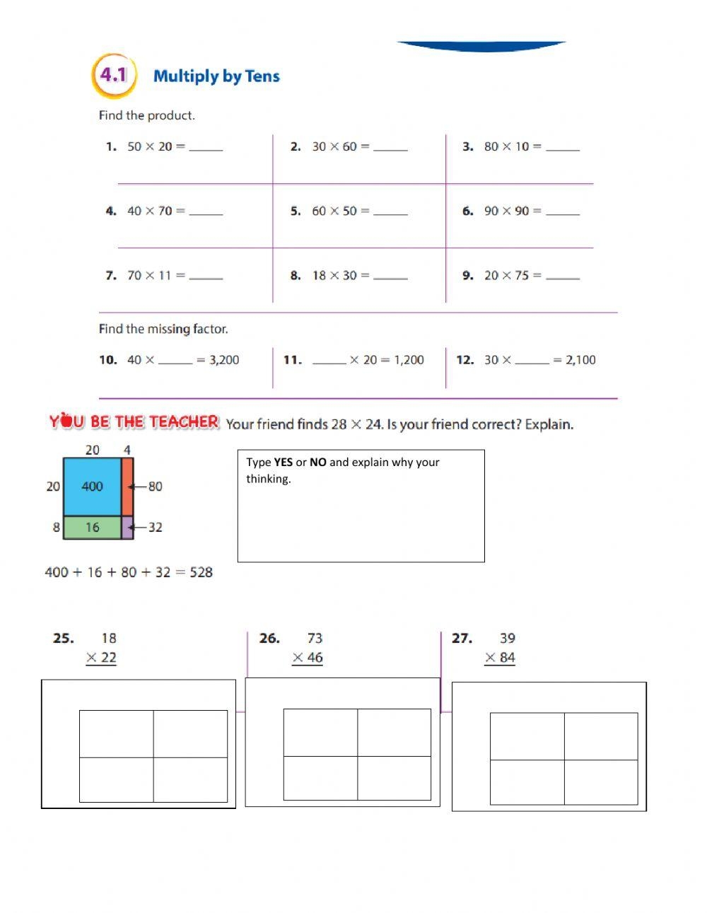 Box Method 3x3 Multiplication Worksheets Library