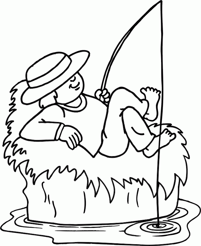 Boy Fishing Coloring Page Coloring Home
