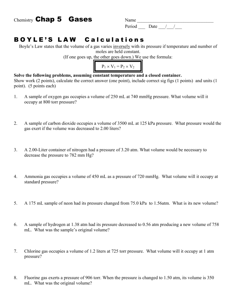 boyle's law worksheet