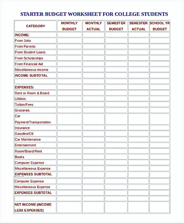 Budgeting Worksheets For Students Pdf Budgeting Worksheets