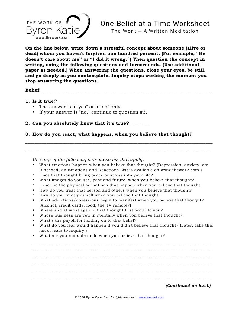 Byron Katie Worksheet Yooob Db excel