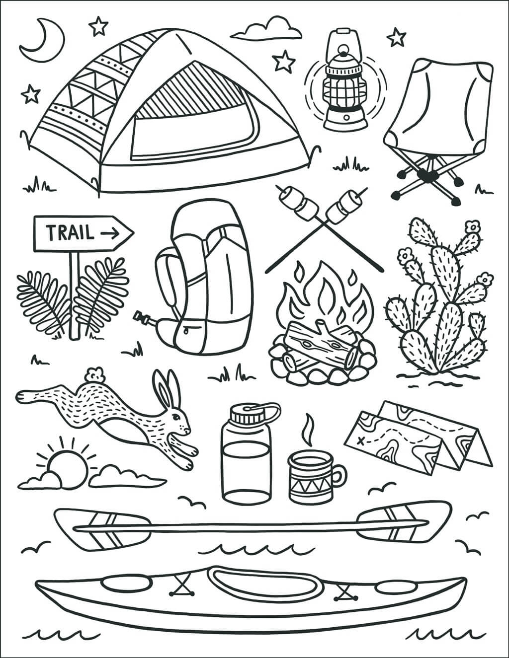 Camping Coloring Book Pages