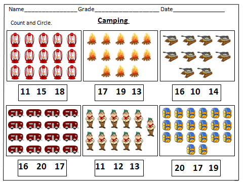 Camping Counting Worksheets 1 Free Worksheets Samples