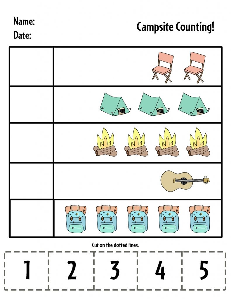 Camping Theme Worksheet For Kindergarten And First Grade Worksheets 