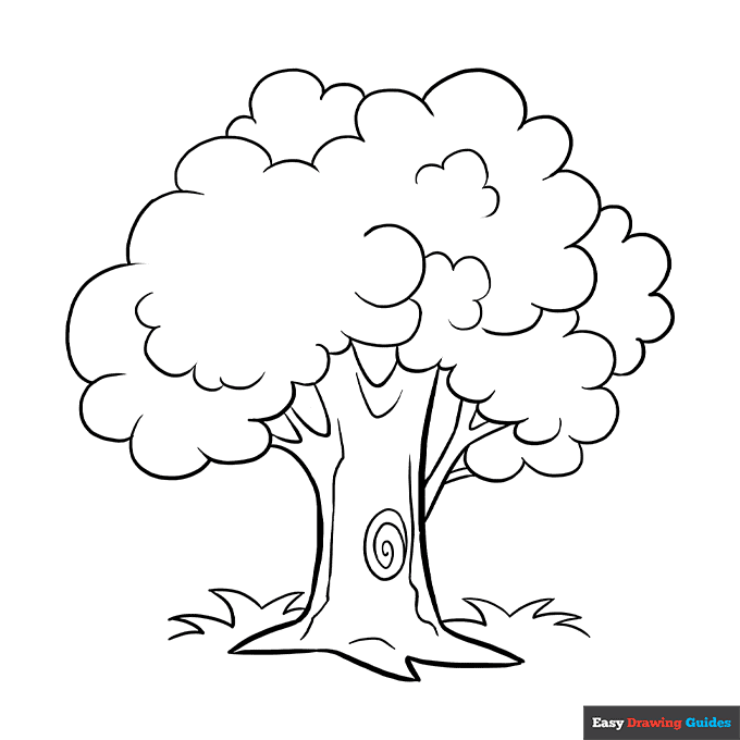 Cartoon Tree Coloring Page Easy Drawing Guides