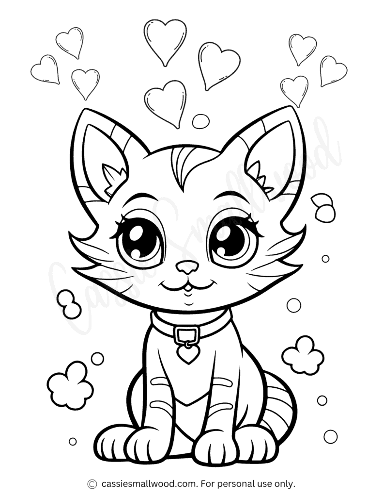 Cute Cat Coloring Page