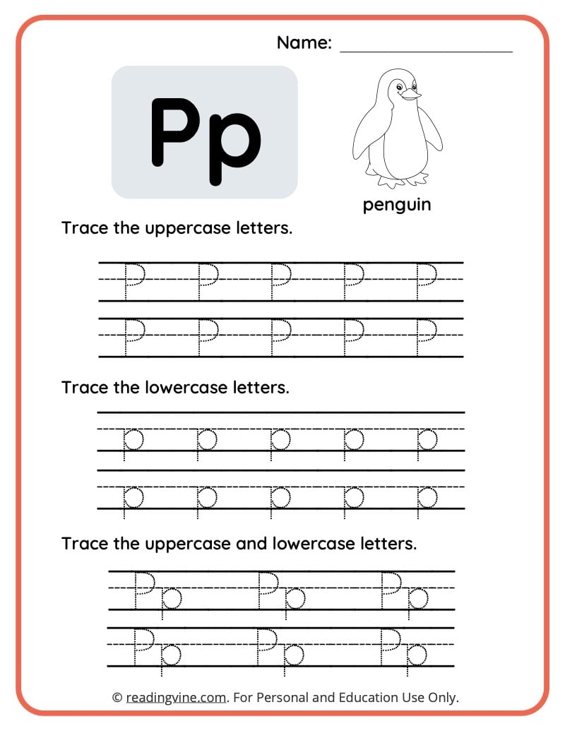 preschool letter p worksheet