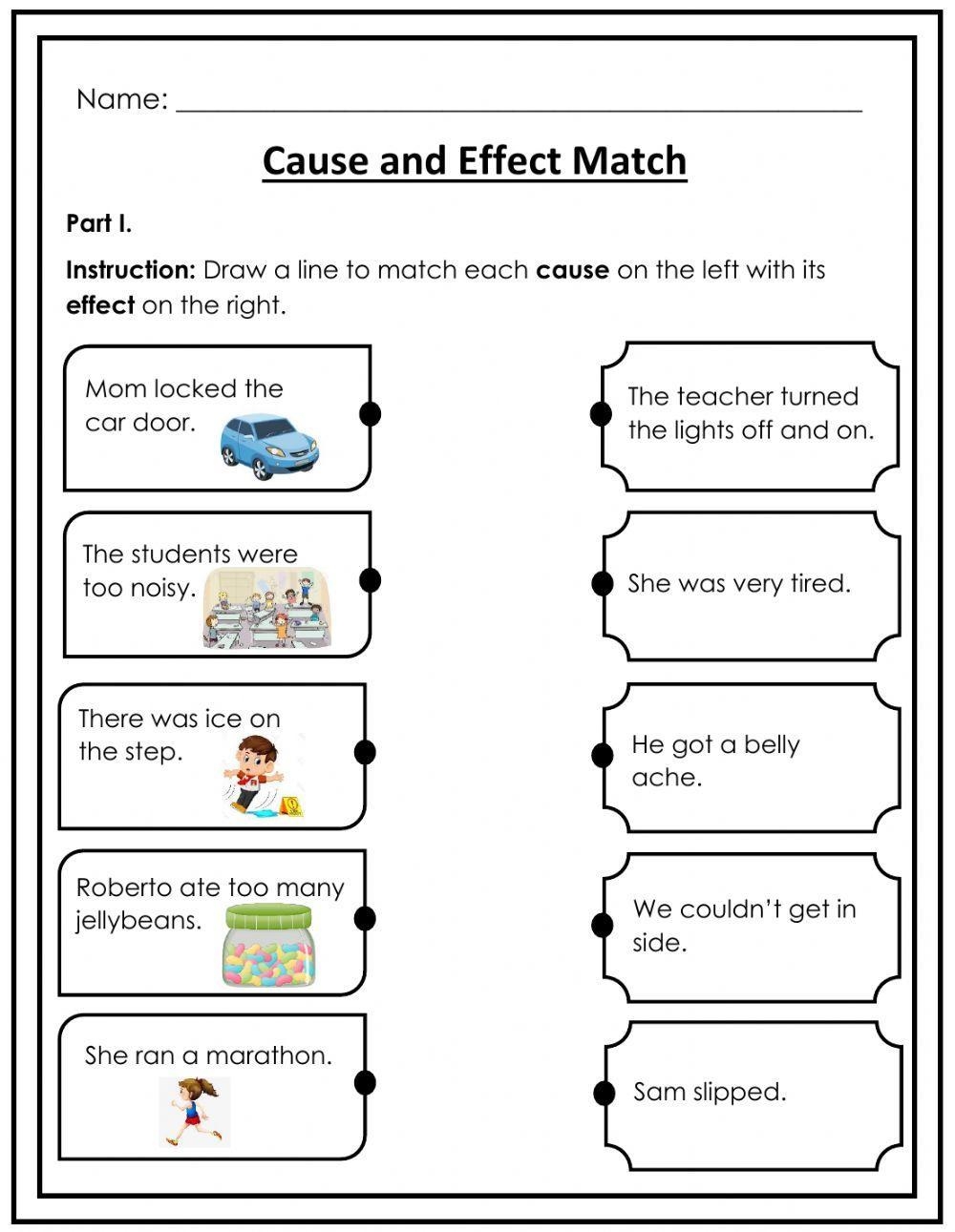 Cause And Effect Match Interactive Worksheet Live Worksheets 