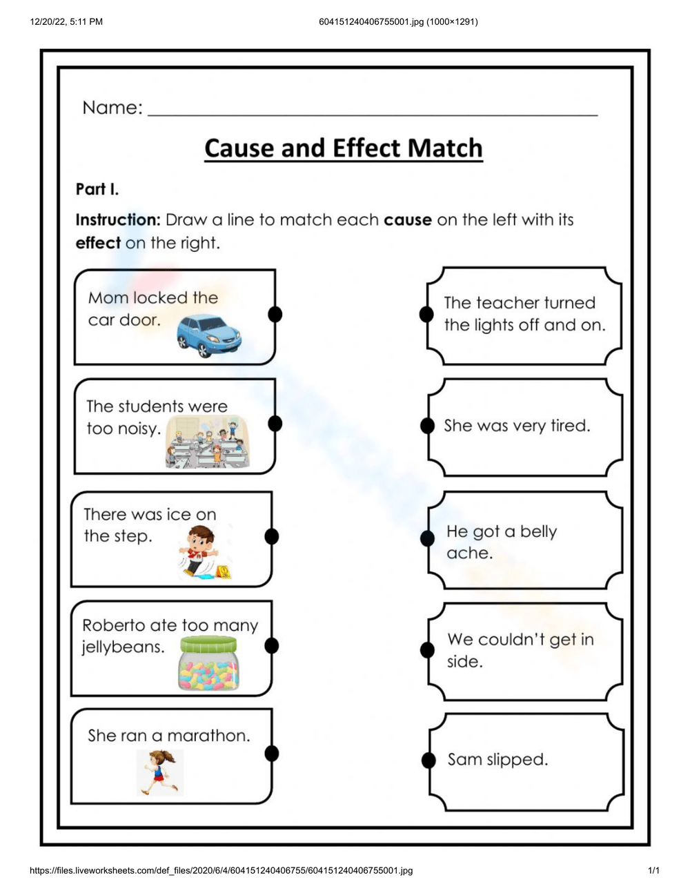 Cause And Effect Match Interactive Worksheet Live Worksheets 