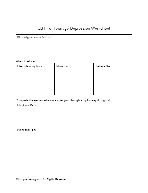 CBT For Teenage Depression Worksheet HappierTHERAPY Worksheets Library
