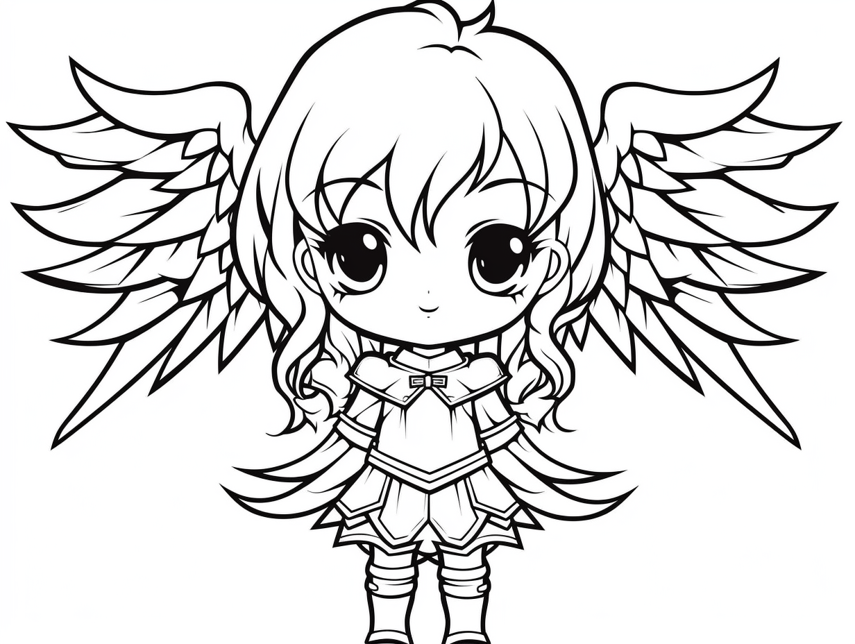 Celestial Angel Anime Color Page Coloring Page