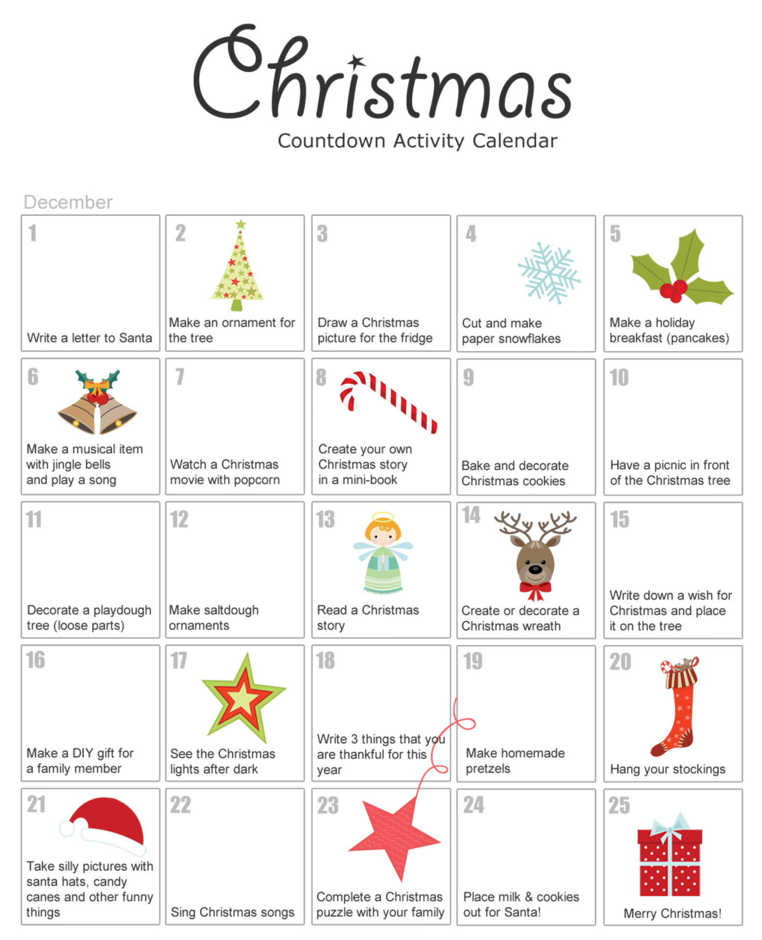 Christmas Countdown Activities 11 Free PDF Printables Printablee