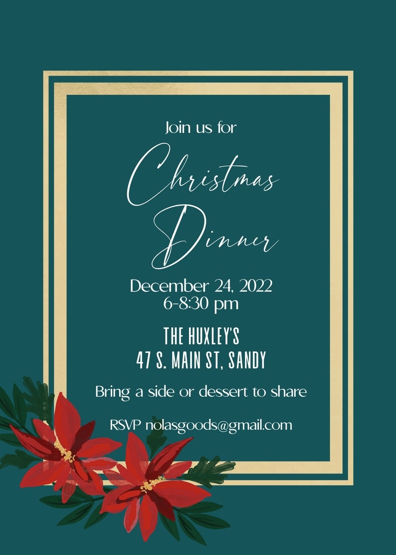 Christmas Dinner Party Invite Template Christmas Dinner Etsy
