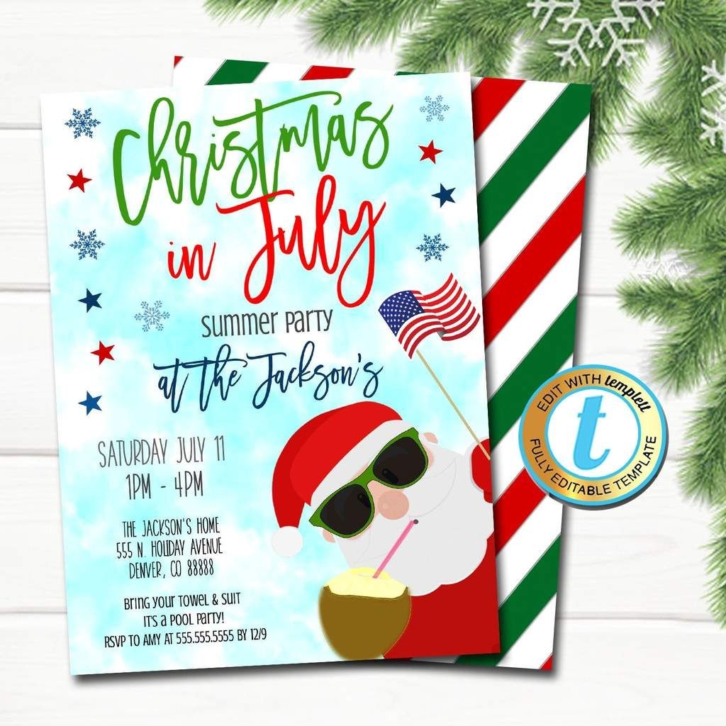 Christmas In July Invitation Template Free Printable Word Searches
