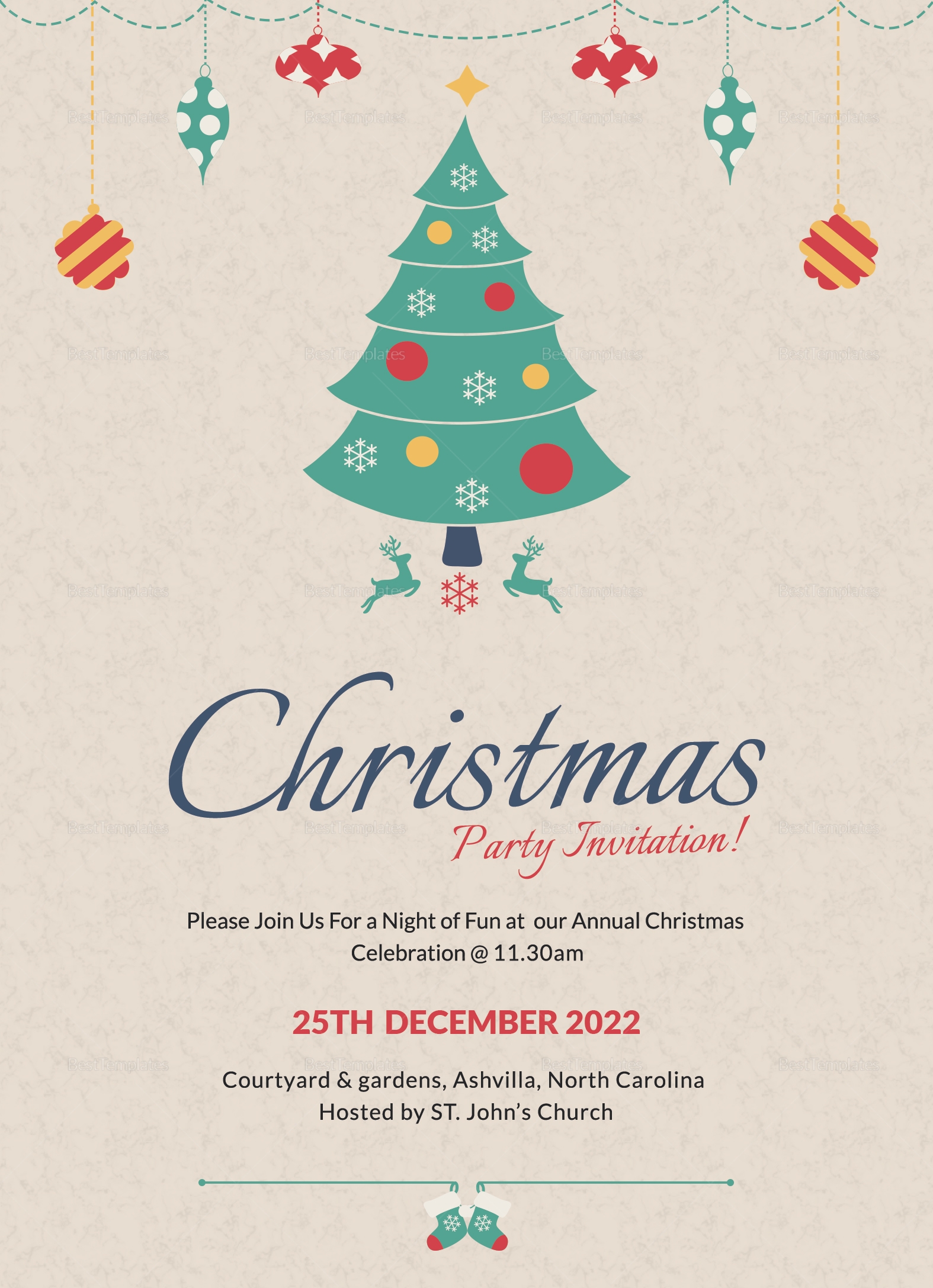 Christmas Party Invitation Template In Adobe Photoshop
