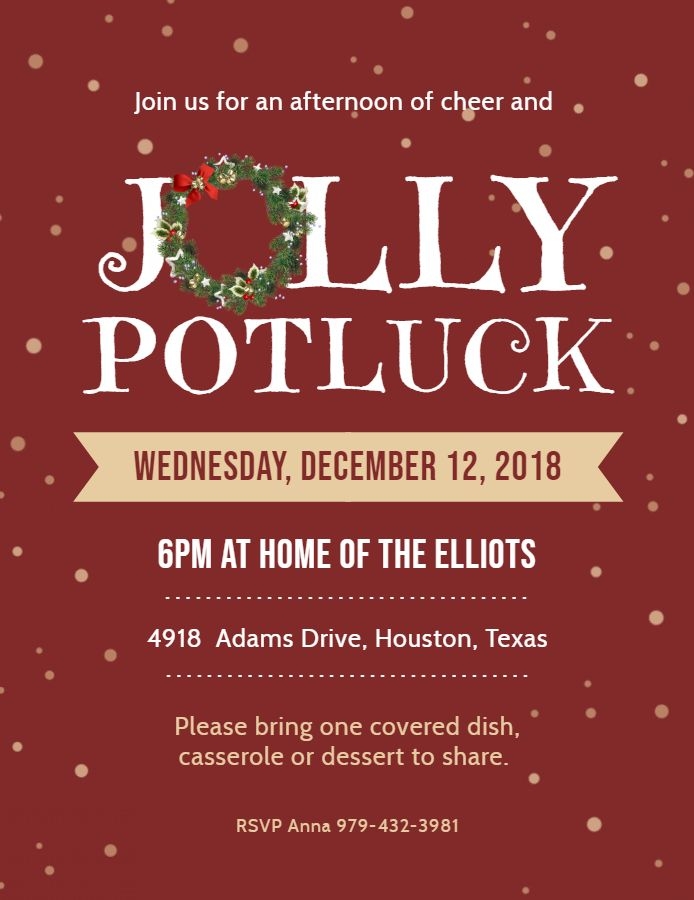 Christmas Potluck Poster Modern And Festive