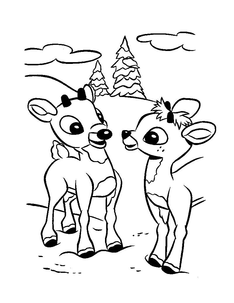 Rudolph Reindeer Coloring Page