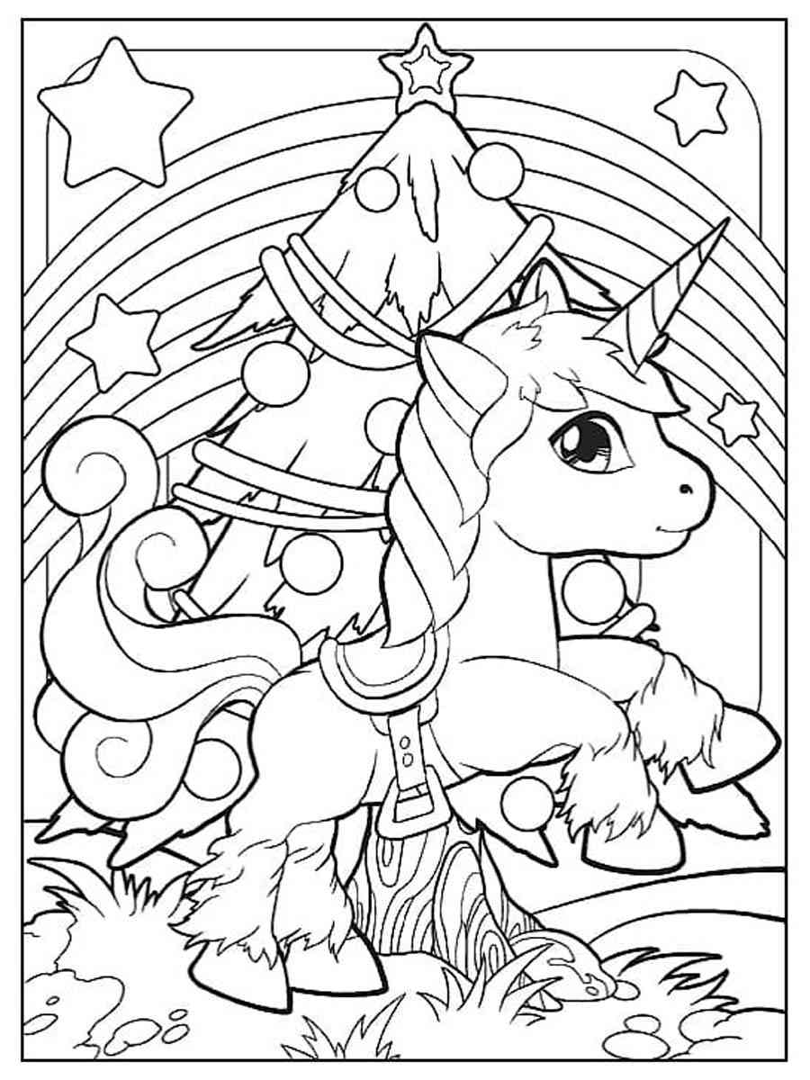 Christmas Unicorn Coloring Page Free Printable