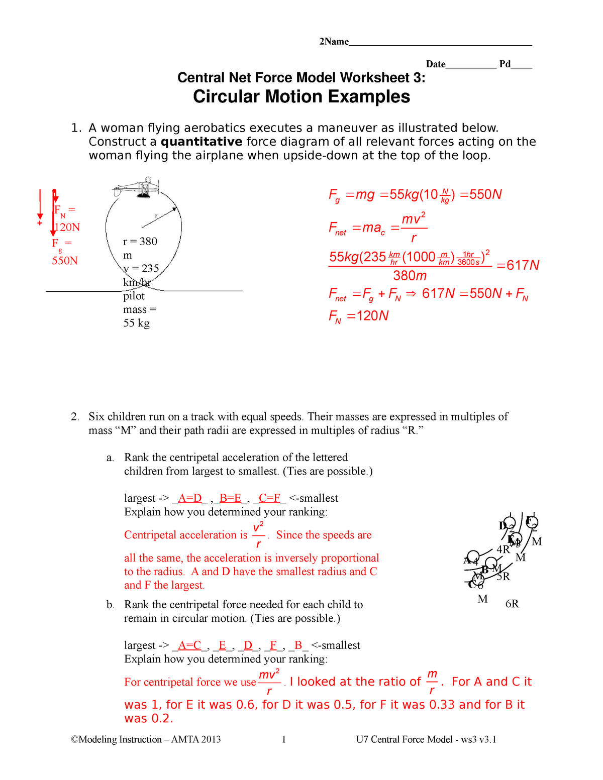 circular motion worksheet answers edmentum