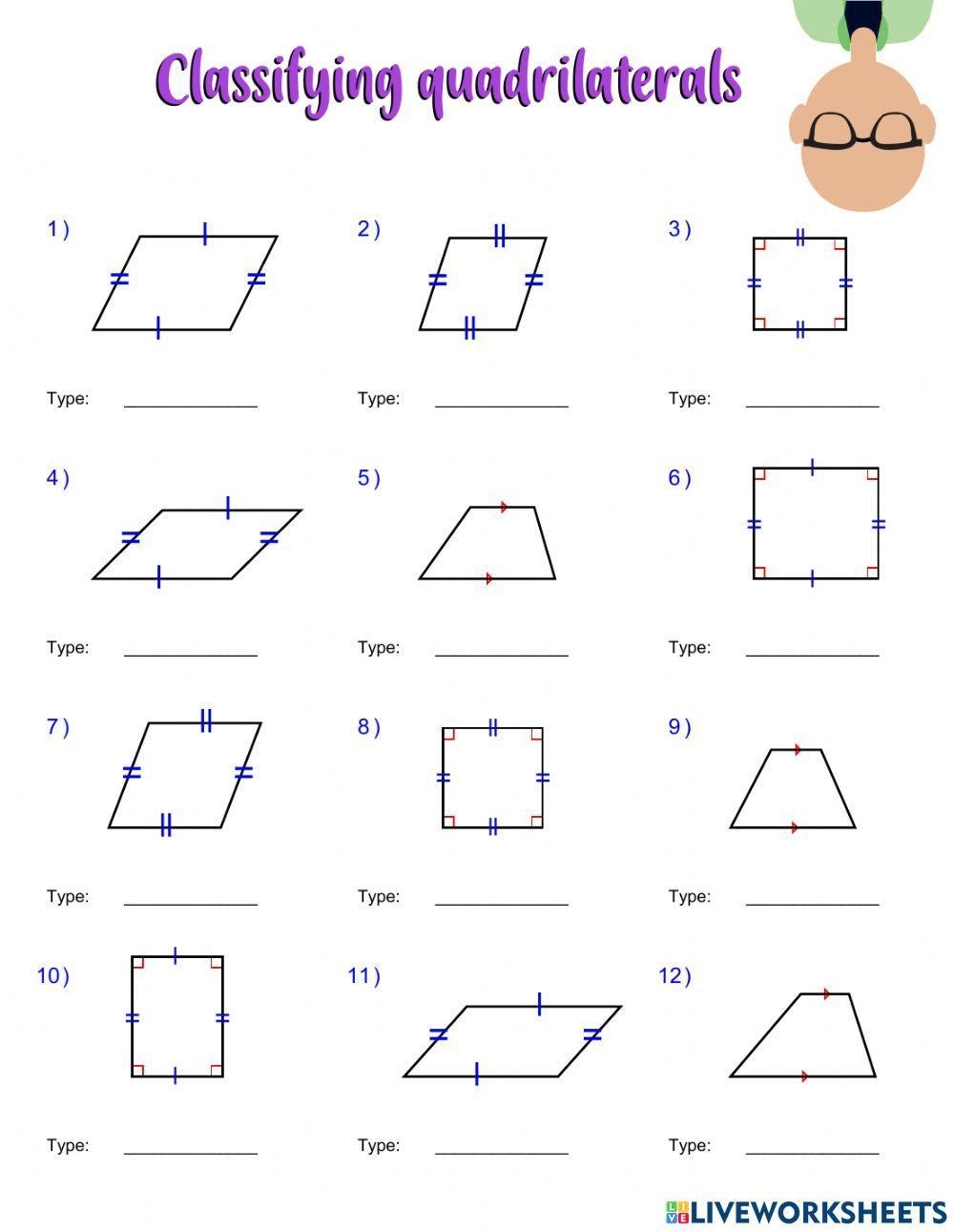 quadrilaterals worksheet
