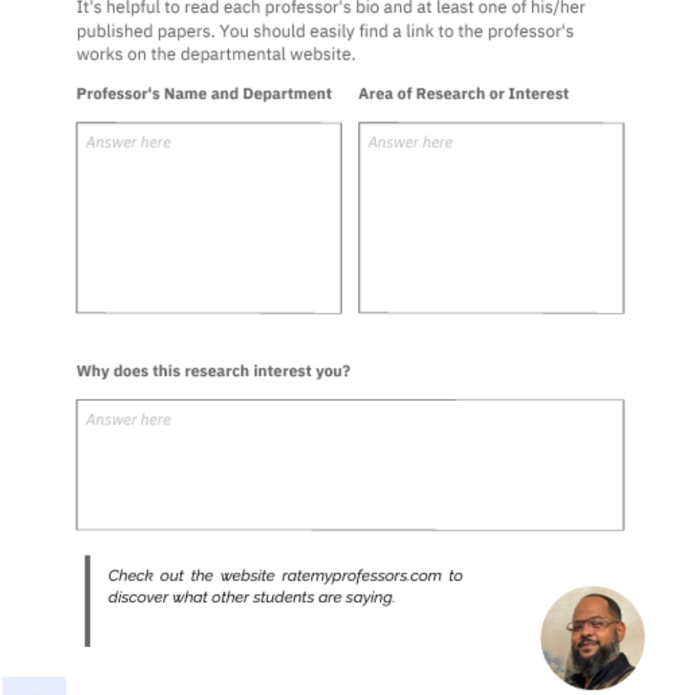 COLLEGE RESEARCH WORKSHEET