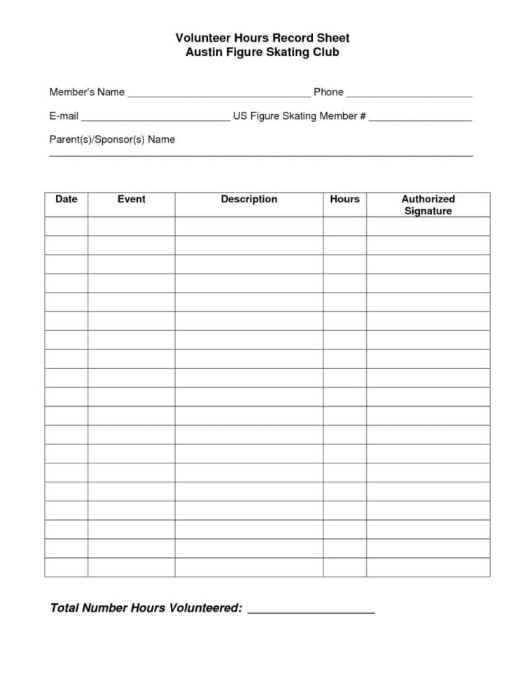 Community Service Hours Worksheet Db excel