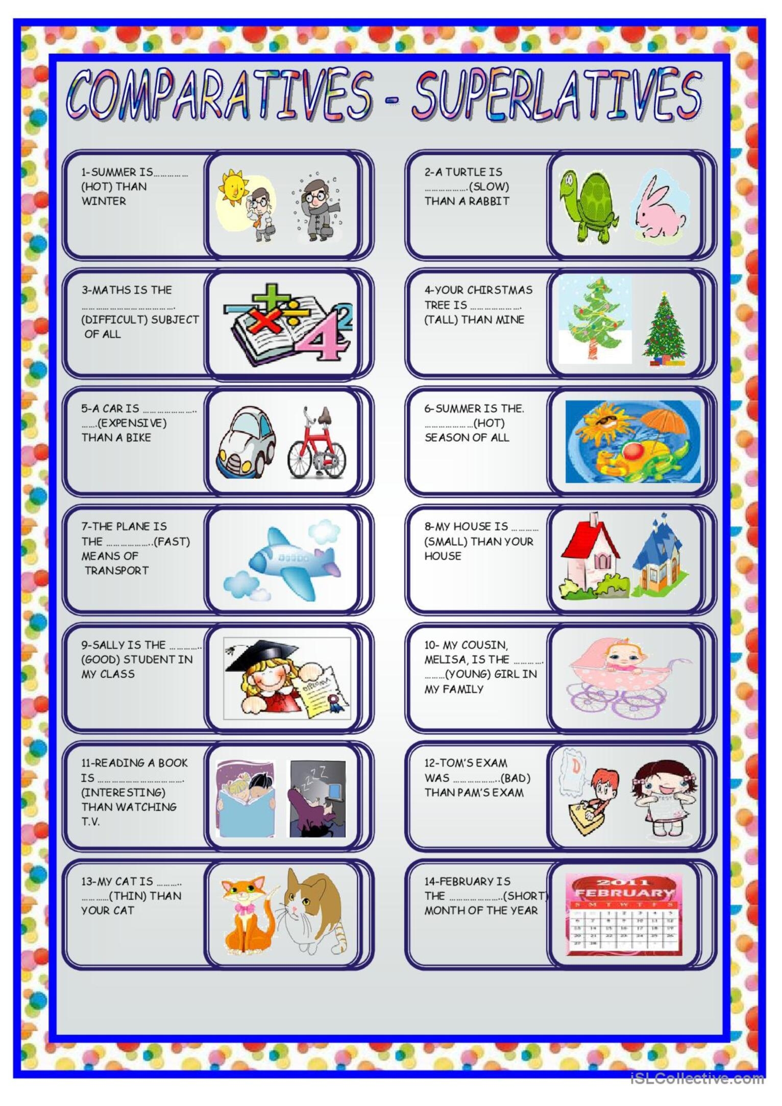 comparative and superlative worksheets