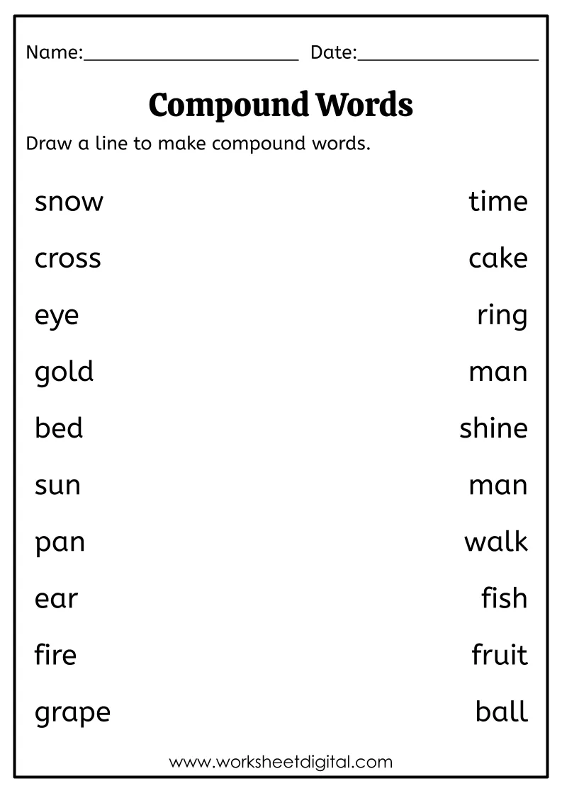 Compound Words Worksheet Digital Worksheets Library