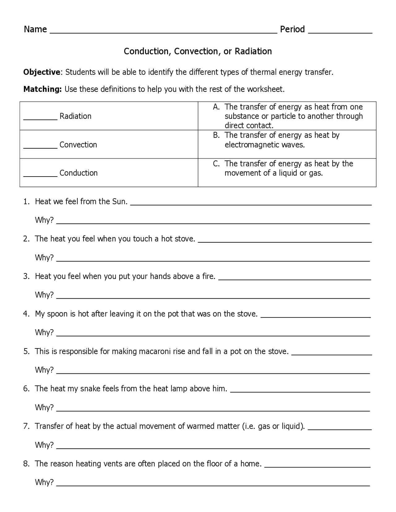 Conduction Convection Or Radiation Worksheet Live Worksheets 