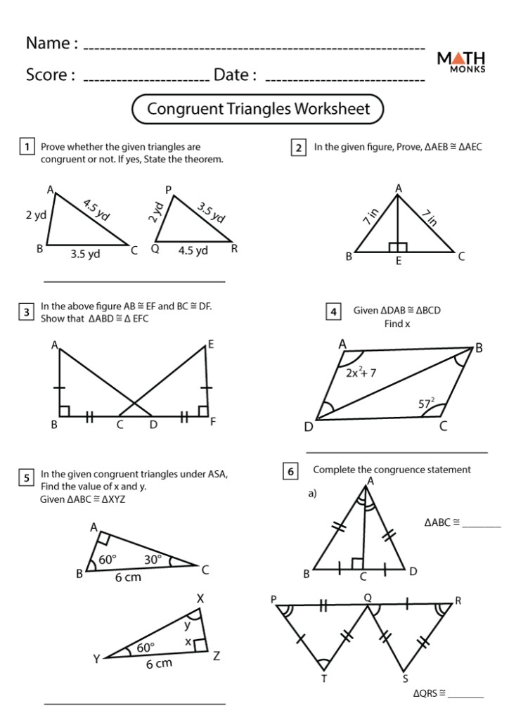 Congruent Triangles Worksheets Triangle Congruence Interactive 