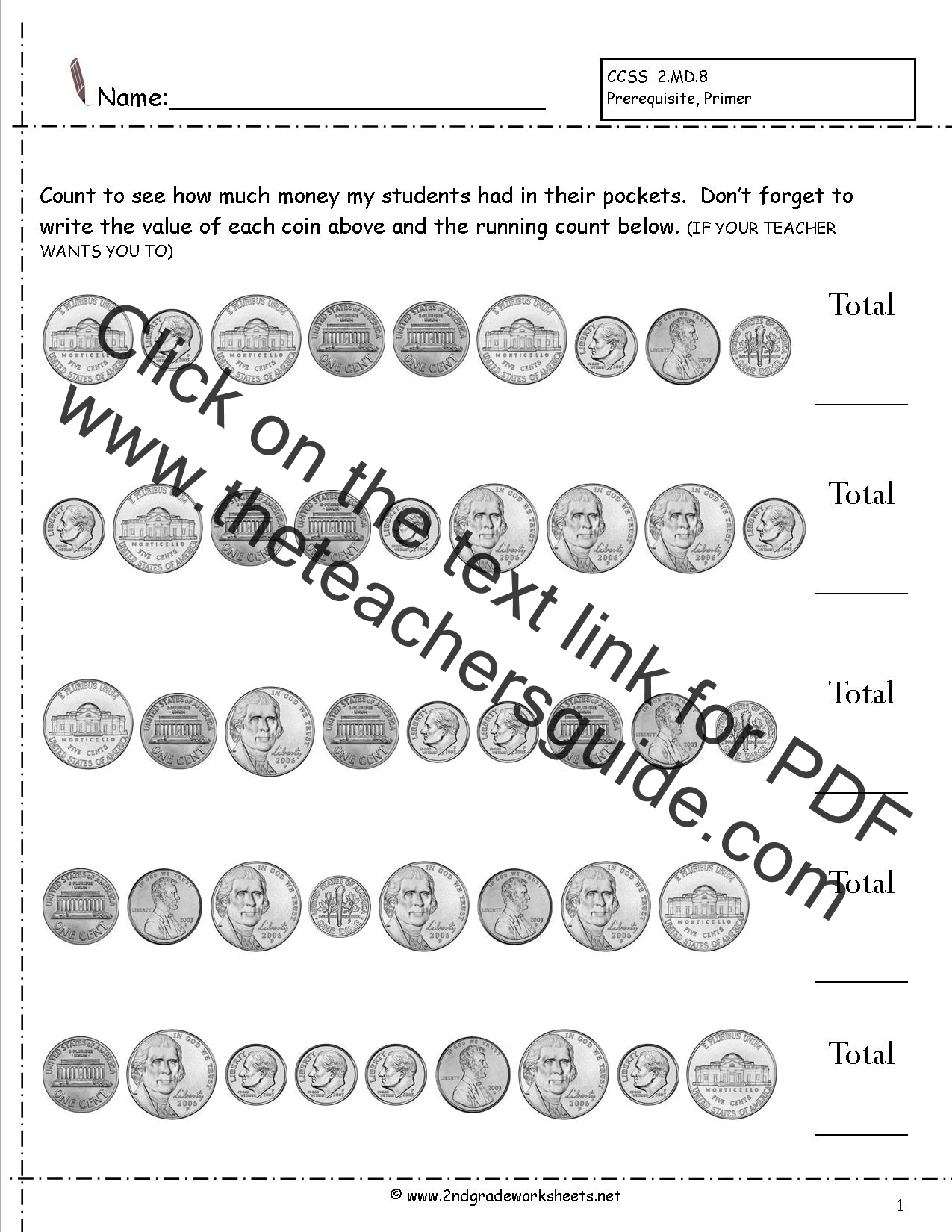 coins worksheet