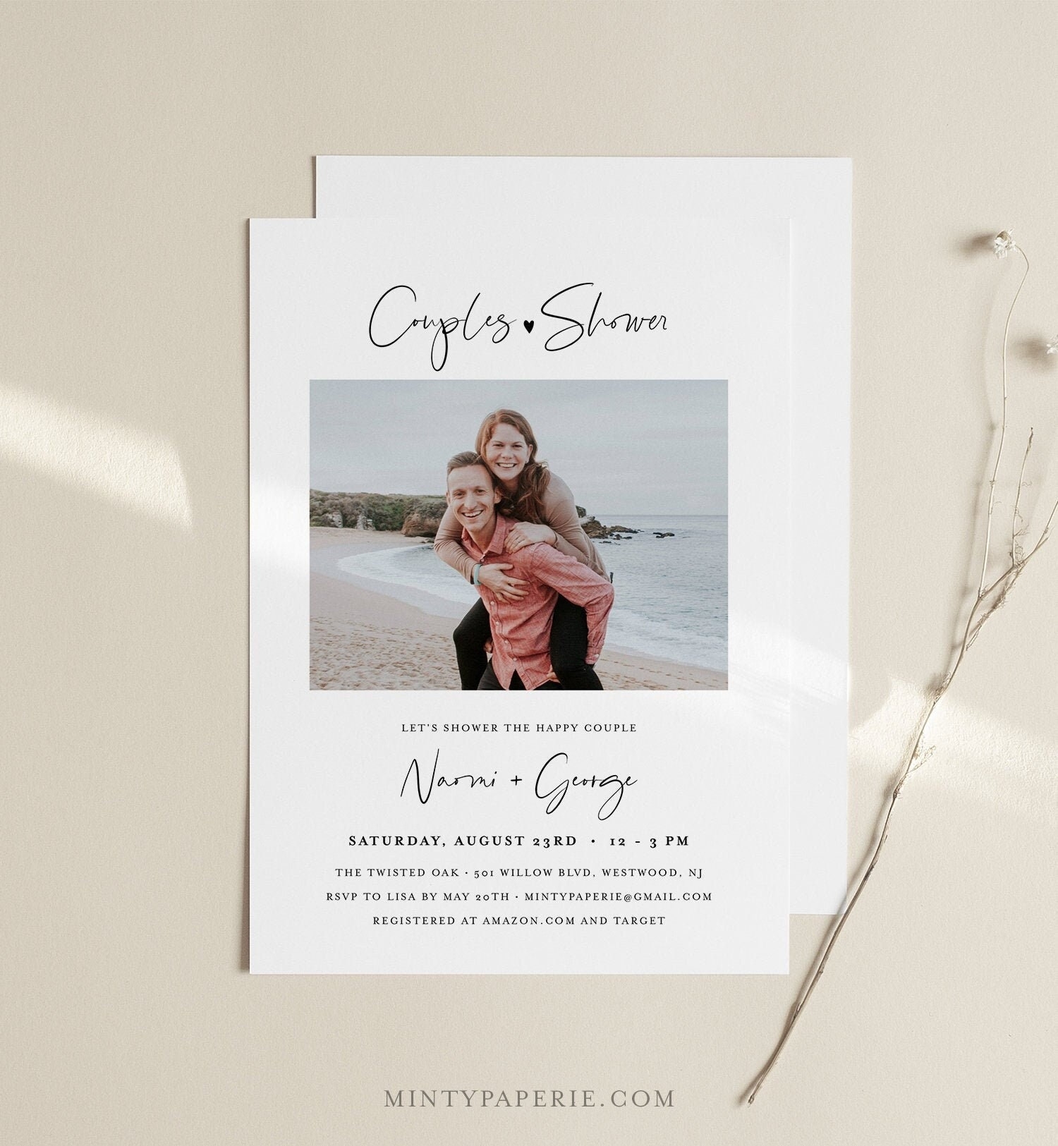 Couples Shower Invitation Template Printable Photo Wedding Shower 
