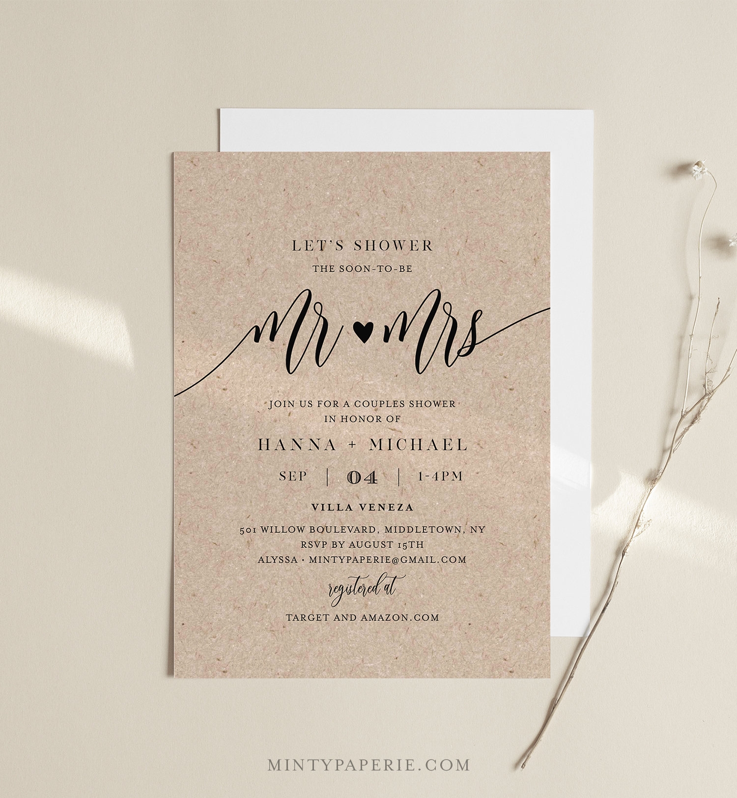 couples shower invitation template