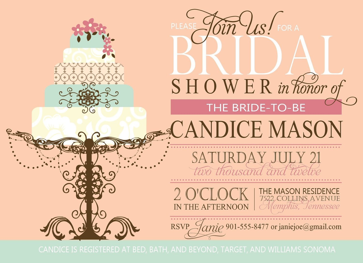 Couples Wedding Shower Invitations Templates