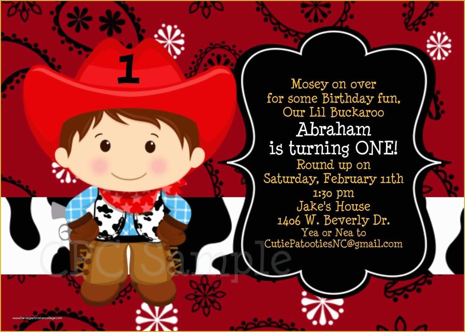 Cowboy Invitations Template Free Of Cowboy Birthday Invitation 1st 