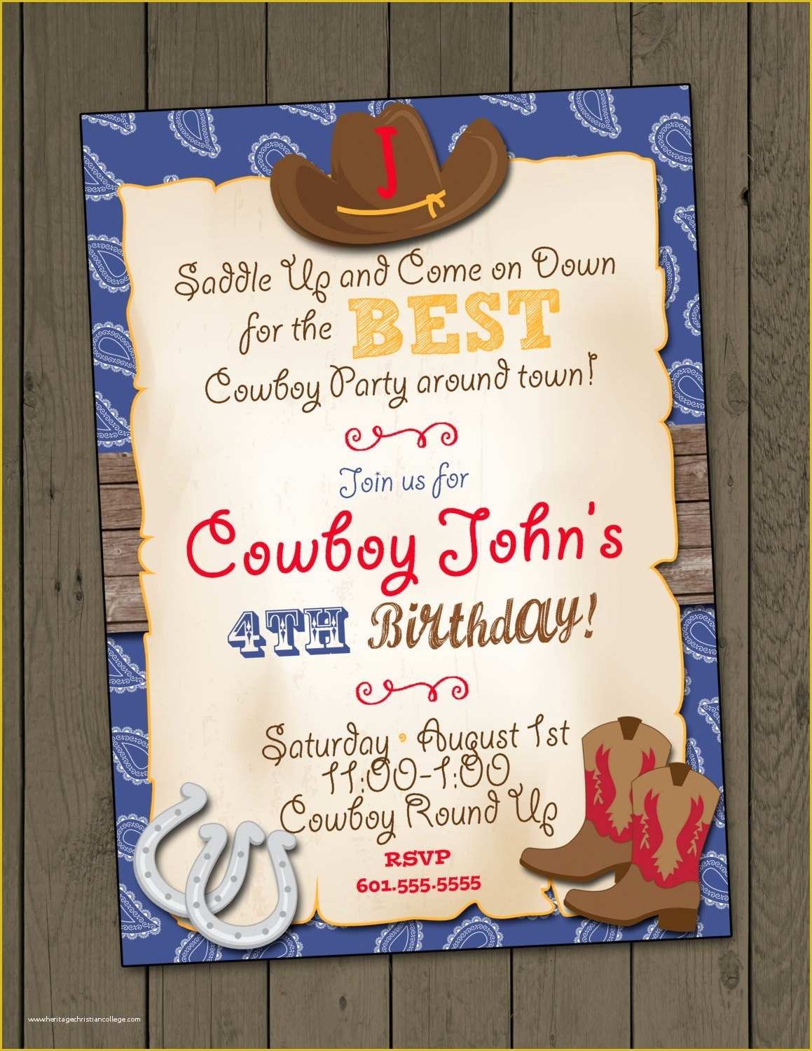Cowboy Party Invitation Templates Free
