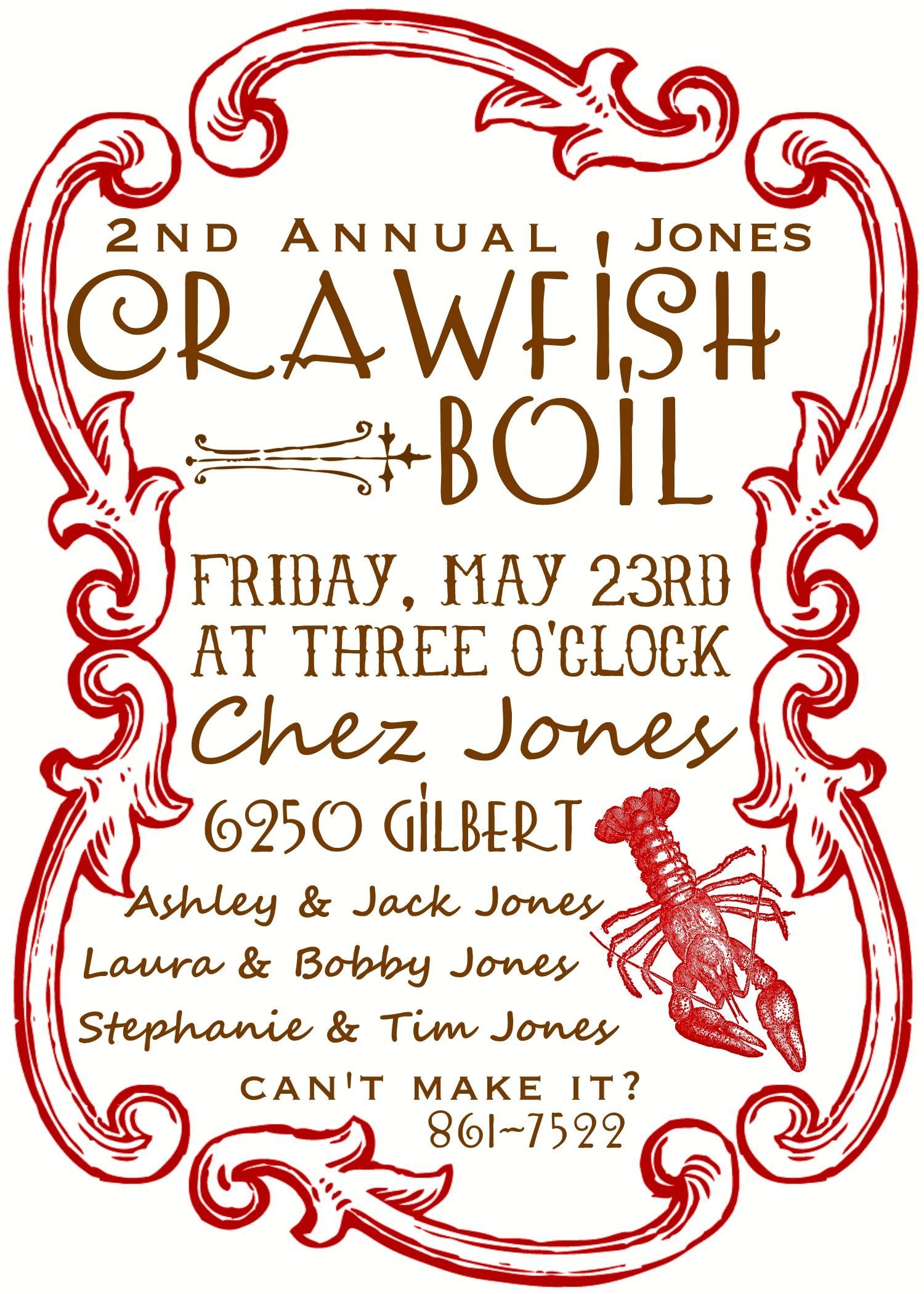Crawfish Boil Invitation Template Free Printable Word Searches